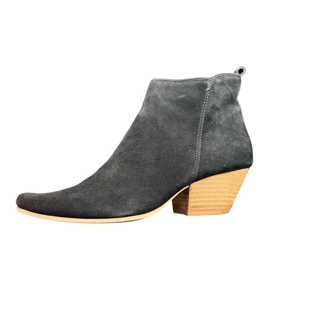 Dolce Vita Black Suede Ankle Boots Size 8 Block Heel Booties - Picture 7 of 11